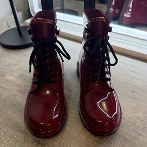 Michael Kors Glossy Burgundy Combat Boots